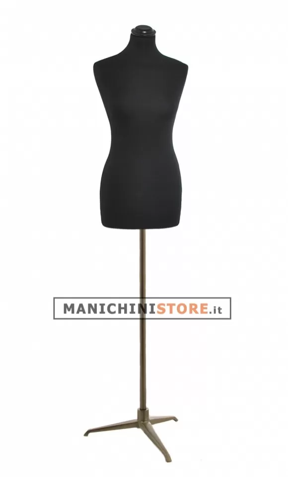 Busto donna in tessuto nero con base treppiede bronzo - ex noleggio