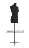 Busto donna in tessuto nero con base treppiede bronzo