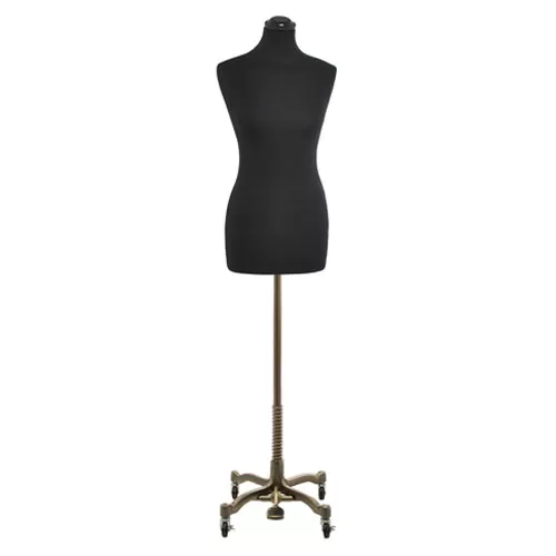 Busto donna in tessuto nero con base worker bronzo