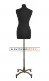 Busto donna in tessuto nero con base worker bronzo