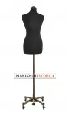 Busto donna in tessuto nero con base worker bronzo