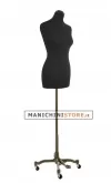 Busto donna in tessuto nero con base worker bronzo