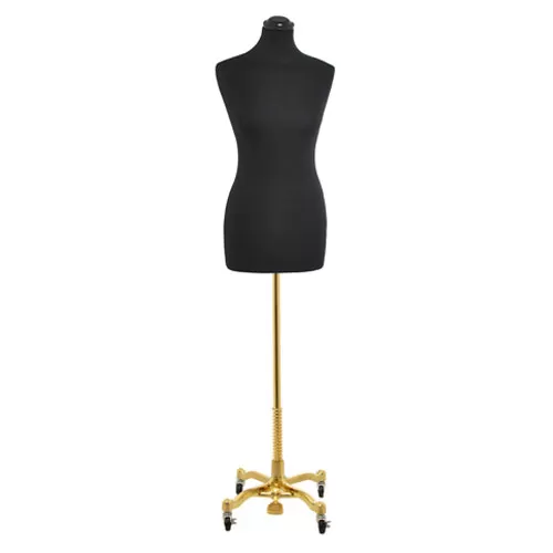 Busto donna in tessuto nero con base worker oro