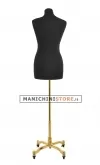 Busto donna in tessuto nero con base worker oro