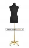 Busto donna in tessuto nero con base worker oro