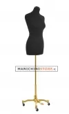 Busto donna in tessuto nero con base worker oro