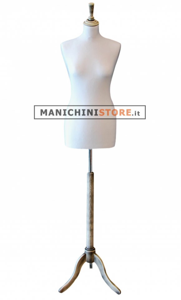 Female bust in Pearl Grey fabric with Vintage tripod