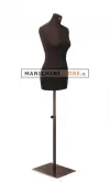 Busto donna in tessuto Testa di Moro con base quadra in metallo Vintage