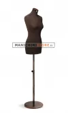 Busto donna in tessuto Testa di Moro con base tonda in metallo Vintage
