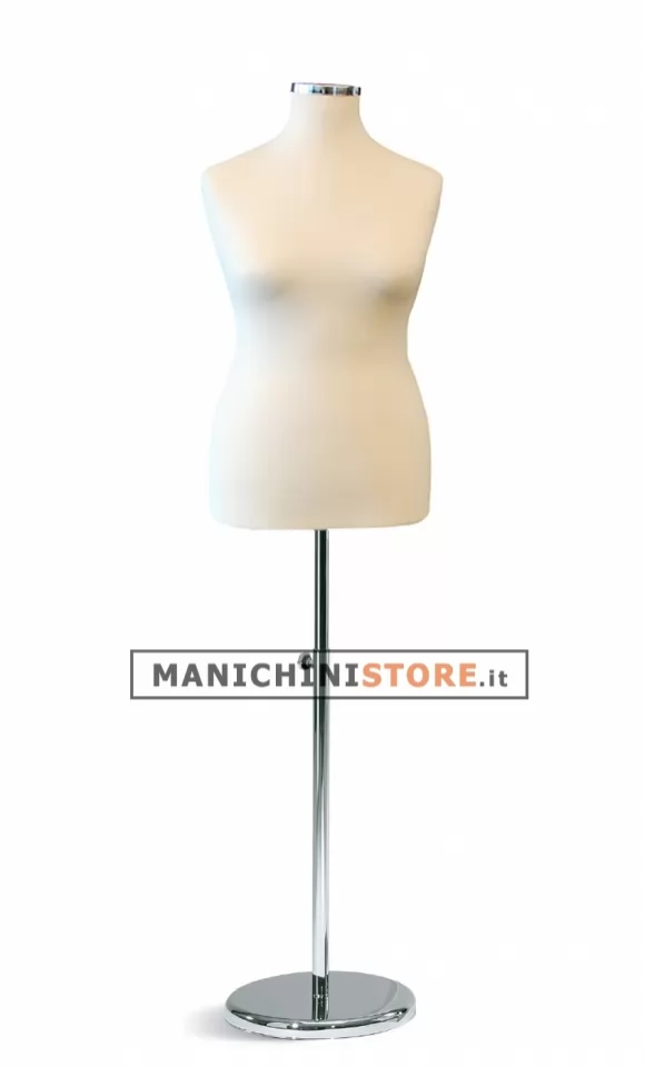 Busto donna sartoriale taglia comoda con base cromata - Avorio