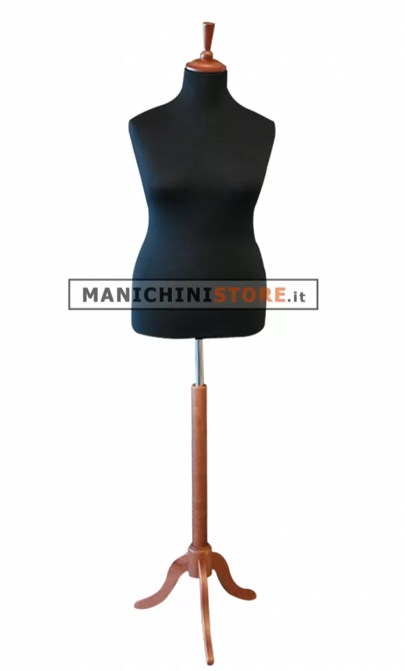 Busto donna sartoriale taglia comoda con base treppiede noce