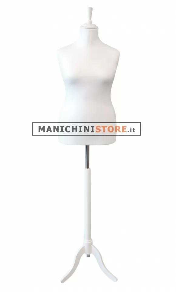Busto donna sartoriale taglia comoda con base treppiede bianca