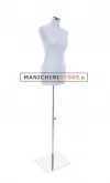 Busto donna in tessuto Grigio Perlato con base inox cromata