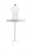 Busto donna in tessuto bianco con base treppiede inox