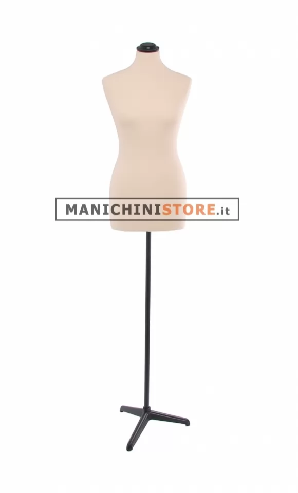 Busto donna tessuto Avorio con base treppiede nera