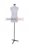 Busto donna tessuto Grigio Perlato con base treppiede nera