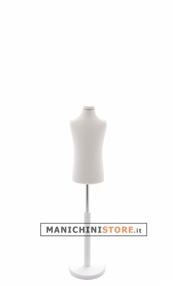Busto bambino 3-4 anni con base in legno laccato bianco