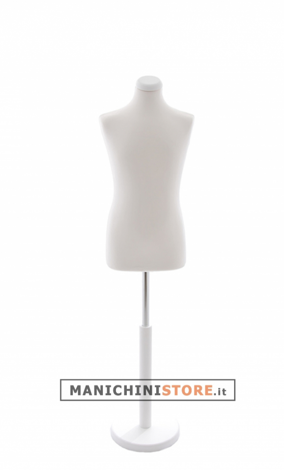 Busto bambino 10-12 anni con base in legno laccato bianco