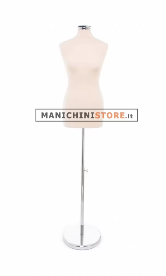 Busto donna in tessuto Avorio con base cromata