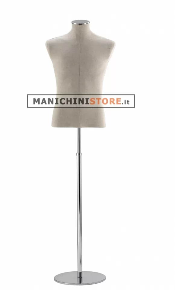 Busto uomo in Lino con base cromata tonda