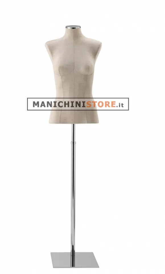 Busto donna in Lino con base cromata quadra