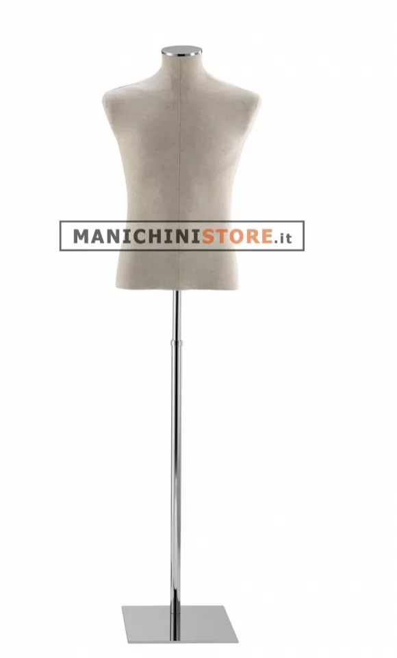 Busto uomo in Lino con base cromata quadra