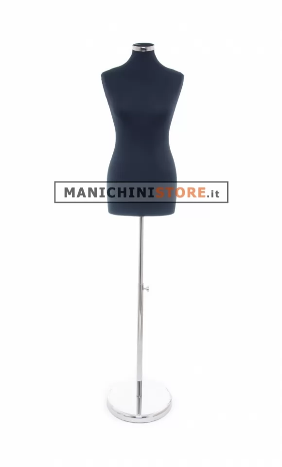 Busto donna in tessuto Nero con base cromata