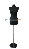 Busto donna in tessuto Nero con base tonda Nera