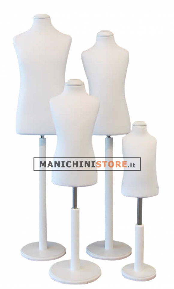 Serie di 4 busti bambino con base tonda bianca