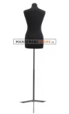 Busto donna in tessuto Nero con base treppiede grezza