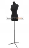 Busto donna in tessuto Nero con base treppiede grezza