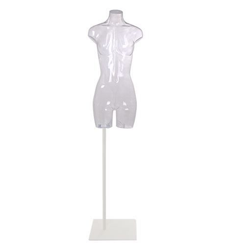 Busto manichino donna trasparente NEW con base bianca
