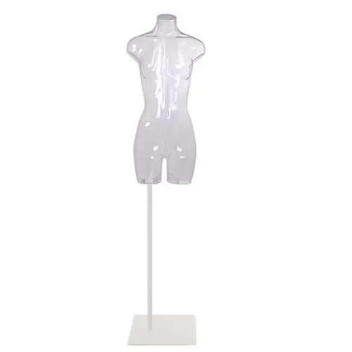 Busto manichino donna trasparente NEW con base bianca