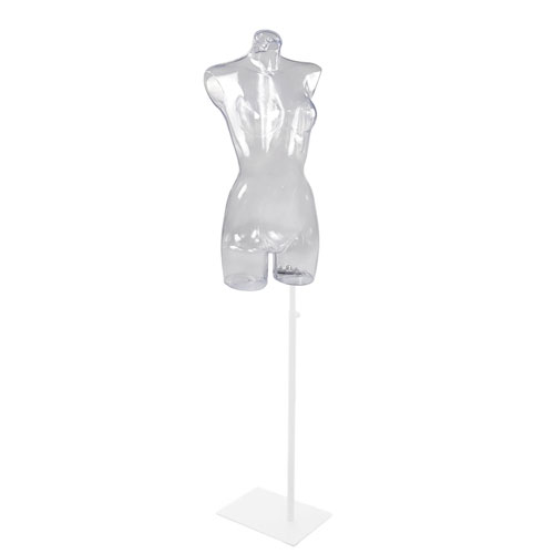 Busto donna trasparente con base rettangolare bianca