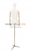 Busto donna con braccia legno e base treppiede - acciaio satinato