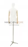 Busto donna con braccia legno e base treppiede - acciaio satinato