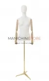 Busto donna con braccia legno e base treppiede oro