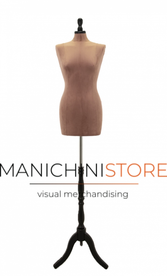 Busto sartoriale donna tg.42 in velluto rosa antico e base treppiede