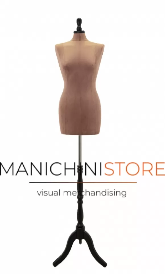 Busto sartoriale donna tg.42 in velluto rosa antico e base treppiede