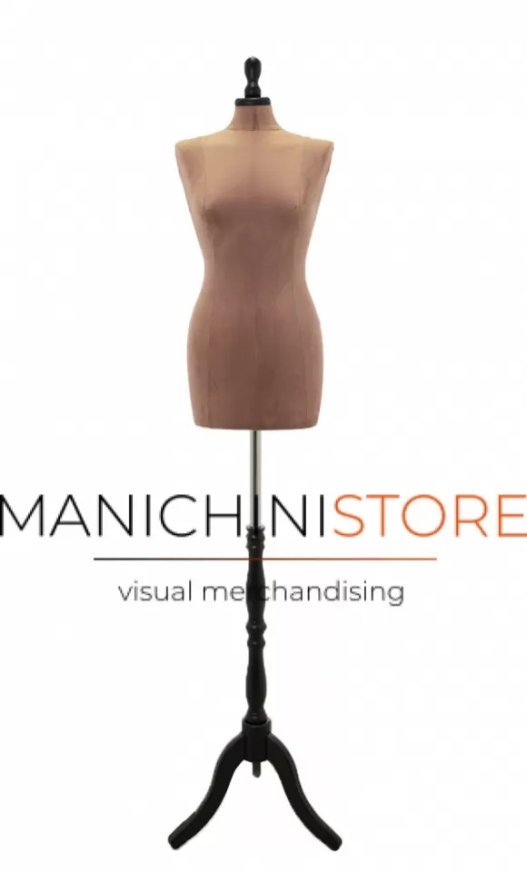 Busto sartoriale donna tg.44 in velluto rosa antico e base treppiede