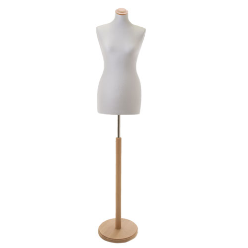 Busto donna grigio perla con base tonda frassino
