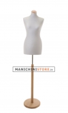 Busto donna grigio perla con base tonda frassino