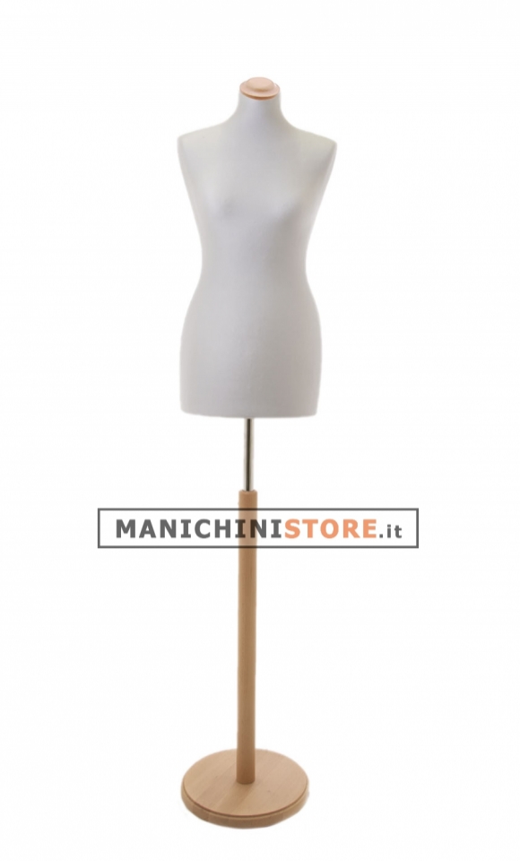 Busto donna grigio perla con base tonda frassino