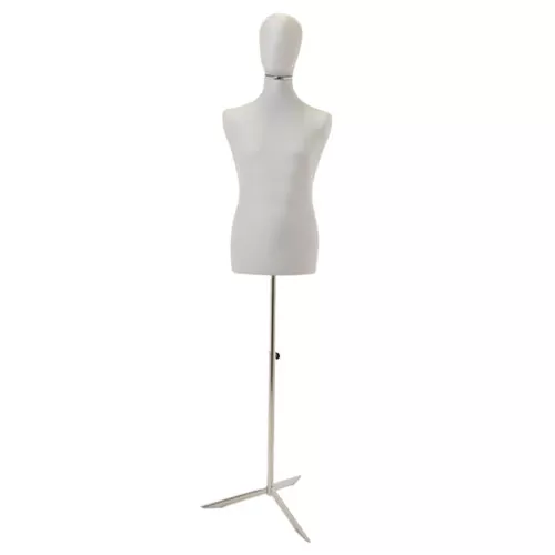 Busto uomo con testa e base treppiede - grigio perla