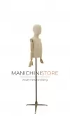 Busto bambino 3-4 anni in lino con testa, braccia legno e base treppiede bronzo