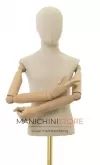 Busto bambino 6-8 anni in lino con testa, braccia legno e base rettangolare oro