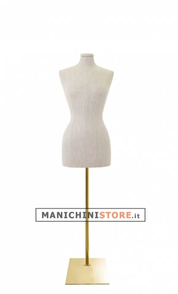 Busto donna in lino con base rettangolare oro