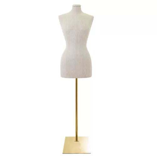 Busto donna in lino con base rettangolare oro