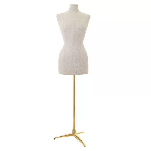 Busto donna in lino con base treppiede oro