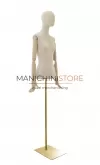 Busto donna in lino con braccia legno e base oro